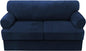 H.VERSAILTEX Sofa Cover 3 Piece T Cushion Loveseat Slipcovers Thick Velvet Couch Cover Furniture Protector Stretch T Cushion Sofa Covers for 2 Cushion Couch with 2 Individual T Cushion Covers, Navy