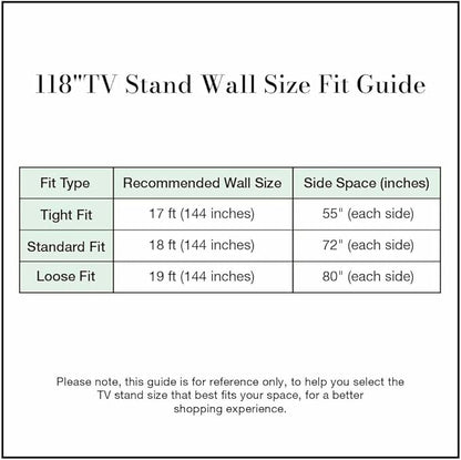 POVISON Sliding Tambour Door TV Stand with LED Lights, Mid Century Modern TV Console, Wood Media Console, Entertainment Center with Storage Cabinet, Fully-Assembled (Black, 118.11")
