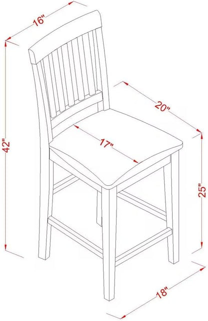 East West Furniture YAVN5-WHI-C 5 Piece Kitchen Counter Set Includes a Rectangle Dining Room Table and 4 Linen Fabric Upholstered Dining Chairs, 30x48 Inch, Buttermilk & Cherry