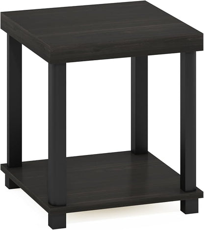 Furinno Turn-N-Tube Classic 2-Tier End Table, Side Table, Espresso/Black