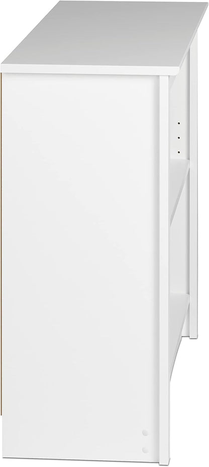 Prepac Sonoma 2-Tier Bookcase 29"H with 1 Adjustable Shelf, White Storage Cabinet, Modern Display Cabinet, Bookshelf with Storage Shelves for Home Office, Living Room, Bedroom Organizer