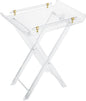 LIKENOW Furniture Acrylic Folding Tray Tables for Living Room,Bedroom,Lobby,Clear Small Side Tables with Handle for Coffee,Drink,Food,Snack,Modern Foldable Lucite End Table with X Leg for Decor