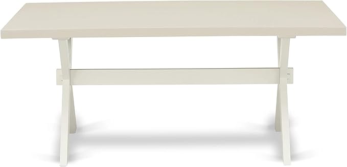 East West Furniture X027EL207-5 5 Piece Dining Room Furniture Set Includes a Rectangle Dining Table with X-Legs and 4 Gray Linen Fabric Upholstered Chairs, 40x72 Inch, Multi-Color