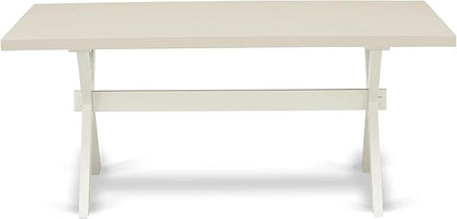 East West Furniture X027EL207-5 5 Piece Dining Room Furniture Set Includes a Rectangle Dining Table with X-Legs and 4 Gray Linen Fabric Upholstered Chairs, 40x72 Inch, Multi-Color