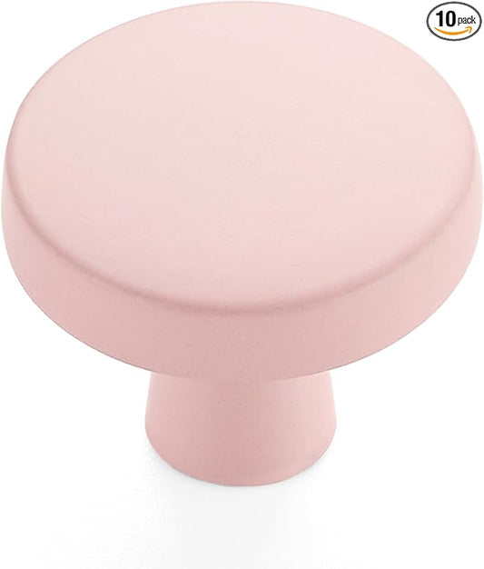 Ravinte 10 Pack Drawer Pulls 1-1/4 Inch Pink Kitchen Cabinet Knobs Solid Round Dresser Handles for Simple Cupboard Hardware