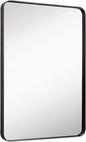 Hamilton Hills 24x36 Inch Metal Black Frame Mirror for Bathroom - Brushed Rectangular Rounded Corner Vanity - 2" Deep Set Design Large Wall Mirrors Decorative - Hangs Horizontal and Vertical