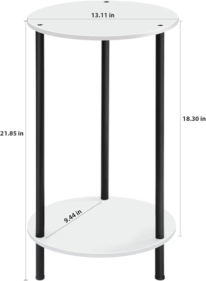 SEHERTIWY Round Side Table for Living Room, White End Tables Living Room Set of 2, Accent Table for Small Spaces, Round Nightstand for Bedrooms