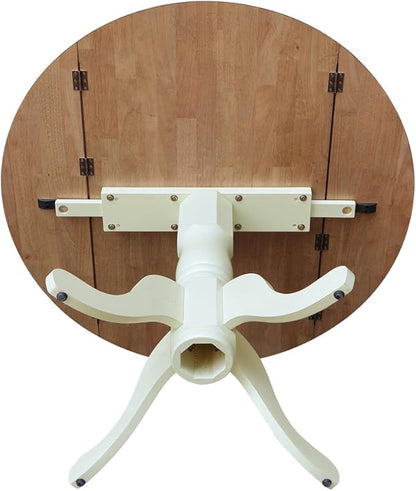 IC International Concepts 42" Round Dual Drop Leaf Pedestal Dining Table