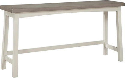 Lexicon Bar Table Set for 3, Small Kitchen Table Set Kitchen Island Table with 3 Saddle Bar Stools, 4 Piece Dining Table Set for Breakfast Nook, Living Room, Apartment, Counter Height, White/Coffee