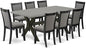 East West Furniture X697MZ650-9 9 Piece Dining Room Set Includes a Rectangle Dining Table with X-Legs and 8 Dark Gotham Grey Linen Fabric Upholstered Chairs, 40x72 Inch, Multi-Color