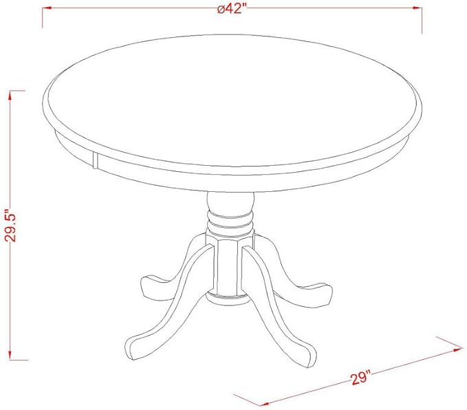 East West Furniture HBNF3-MAH-W 3 Piece Dining Set Contains a Round Dining Room Table with Pedestal and 2 Wood Seat Chairs, 42x42 Inch, Mahogany
