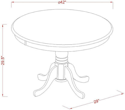 East West Furniture HBNF3-MAH-W 3 Piece Dining Set Contains a Round Dining Room Table with Pedestal and 2 Wood Seat Chairs, 42x42 Inch, Mahogany