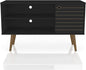 Manhattan Comfort Liberty Mid Century Modern TV Stand for Televisions up to 46 Inches, Bedroom and Living Room Entertainment Center with Storage, Shelves, and Cabinet, 43" Wide, Black