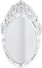 KOHROS Oval Bathroom Mirror 42" x 24" Venetian Mirror with Top Crown Floral Etched Frameless Decorative Wall Mirror for Vanity Bathroom Bedroom Living Room