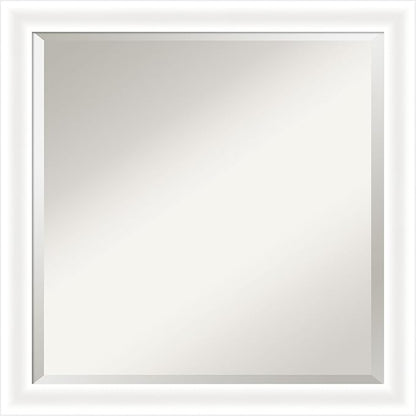 Amanti Art White Bathroom Mirror for Over Sink, 23x23 Oliver White Narrow Square Vanity Mirror, Medium Modern Wood Frame, Hangs Horizonally and Vertically, Bathroom Wall Decor, Beveled Edge