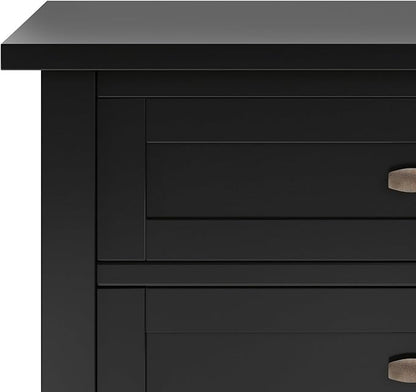 SIMPLIHOME Warm Shaker SOLID WOOD 24 inch Wide Transitional Bedside Nightstand Table in Black for the Living Room and Bedroom