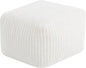 MeMoreCool Square Stuffed Pouf Ottoman Foot Rest, Stripe Furry Floor Pouf Foot Stool with Foam Chunk Filling, Soft Fluffy Stuffed Ottoman Footrest for Living Room, Faux Fur Beige