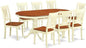 East West Furniture PLAI9-WHI-W 9 Piece Dining Table Set Includes an Oval Dinner Table with Butterfly Leaf and 8 Dining Room Chairs, 42x78 Inch, Buttermilk & Cherry