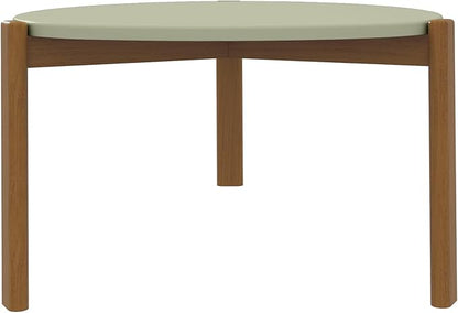 Manhattan Comfort Gales Mid Century Modern Coffee Table with Oval Triangle Shaped Top, Accent Furniture for Living Room Made from Solid Eucalyptus Wood, Pistachio Green
