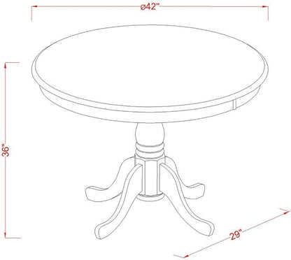 East West Furniture TRCH3-BLK-C 3 Piece Counter Height Dining Set for Small Spaces Contains a Round Kitchen Table and 2 Linen Fabric Dining Room Chairs, 42x42 Inch, Black & Cherry