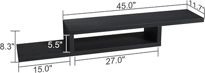 ChooChoo Floating TV Stand Shelf, Wall Mount Entertainment Center, 60” Media Console Stand for Living Room, Bedroom, Black
