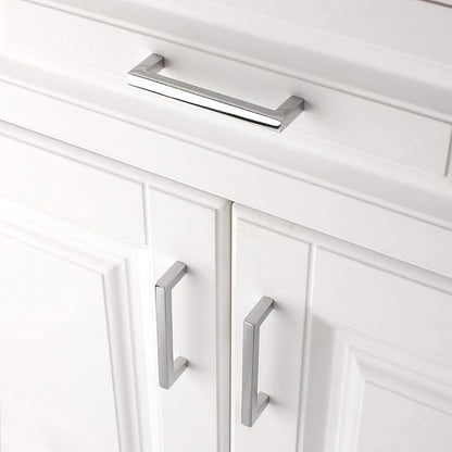KOOFIZO Solid Square Bar Cabinet Handle - Chrome Furniture Pull, 3.8 Inch/96mm Screwhole Distance, 10-Pack for Kitchen Cupboard Door, Bedroom Dresser Drawer, Bathroom Wardrobe Hardware