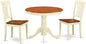 East West Furniture ANAV3-WHI-W 3 Piece Dinette Set for Small Spaces Contains a Round Dining Room Table with Pedestal and 2 Kitchen Dining Chairs, 36x36 Inch, Buttermilk & Cherry