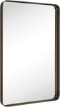 TEHOME 20x30 inch Oil Rubbed Bronze Mirror Dark Bronze Metal Framed Bathroom Mirror for Wall in Stainless Steel Rounded Rectangular Bathroom Vanity Mirrors Wall Mounted