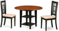 East West Furniture SUNI3-BCH-C 3 Piece Kitchen Table Set Contains a Round Dining Room Table with Dropleaf & Shelves and 2 Linen Fabric Upholstered Dining Chairs, 42x42 Inch, Black & Cherry