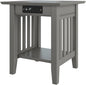 AFI, Mission End Table with Charging Station, Grey