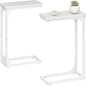 QEEIG Narrow C Shaped Side Table Set of 2 Living Room Sets Slim Couch Tray Tables Skinny Thin Small Modern 7 inch Width, White (017-18WW)