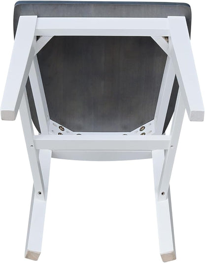International Concepts Set of Two Tall Mission Chairs, White/Heather gray
