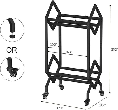 VEDECASA Bookshelf Book Rack Industrial Metal Bookcase 2 Tier Holder with Wheels Modern Stylish Design Magazines Files Album Recipe Book Storage Organizer for Sofa End Bed Beside