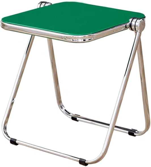 Portable Folding End Table, Lightweight Half-Fold Design for Living Room, Bedroom and Small Spaces, Sturdy Acrylic and Metal Frame with No Assembly Required, Space-Saving Storage (Green)