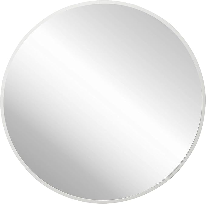 FrameWorks 28" Deluxe Contemporary White Circular Aluminum Mirror