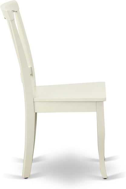 East West Furniture ANAV5-LWH-W 5 Piece Dining Room Table Set Includes a Round Kitchen Table with Pedestal and 4 Dining Chairs, 36x36 Inch, Linen White