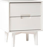 Walker Edison Furniture AZR2DSLNSWH Solid Wood 2-Drawer Groove Handle End Side Table Nightstand with Storage, 24" H, White