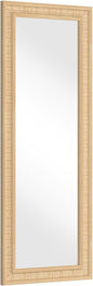 Rattan Wall Mirror with Wooden Framed 18 X 48 inch Farmhouse Rectangle Wood Mirror for Modern Decorative Bathroom, Living Room, Entryway, Bedroom