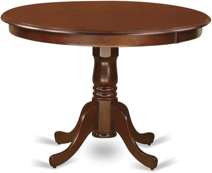 East West Furniture HLIP3-MAH-W 3 Piece Modern Dining Table Set Contains a Round Wooden Table with Pedestal and 2 Dining Chairs, 42x42 Inch, Mahogany