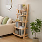 Wooden Ladder Shelf with Edges, 5-Tier Modern Leaning Bookshelf Ladder – Stylish Space-Saving Bookcase for Living Room, Bedroom & Home Office