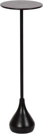 Kate and Laurel Hersi Decorative Modern Pedestal Drink Table; 7 x 7 x 20; Black; Cast Aluminum Mini Table with Teardrop Base for Use as Small Plant Stand or Living Room Martini Table