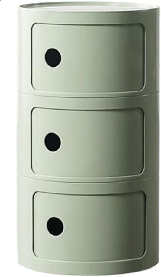 Round Nightstand with 3 Drawers, Modern Style Side Table, Multifunctional End Table Storage Cabinet for Living Room, Bedroom, Bathroom (Green)