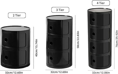 Round Nightstand with 3 Drawers, Modern Style Side Table, Multifunctional End Table Storage Cabinet for Living Room, Bedroom, Bathroom (Black)