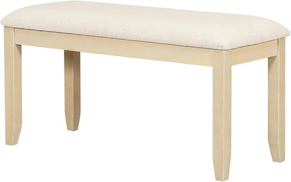 Ball & Cast 6 Piece Dining Table Set with 4 Upholstered Chairs & 1 Bench,Wooden Living Room Furniture for 6 W/ 78" Rectangle Kitchen Desk,for Restaurant,Home Bistro,Natural+Beige
