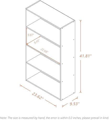 Basic Open Shelf Bookcase - 4-Tier Wooden Cube Storage Shelves Split Bookshelf, Oak