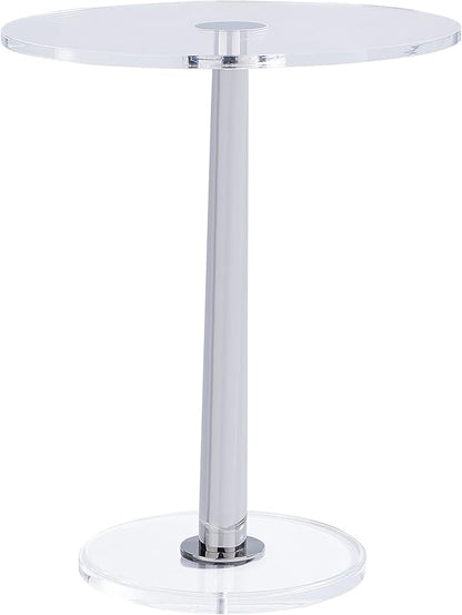 Clear Acrylic Table with Cone Metal Pole (Large, Silver) …