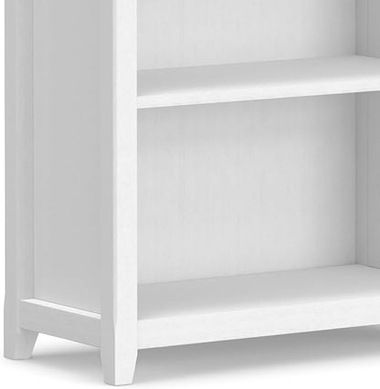 SIMPLIHOME Amherst Bookcase - 70 inch Tall 5-Shelf Solid Wood Bookshelf in White, Transitional Storage for Living Room, Study Room or Office with Adjustable Shelves and Tapered Legs