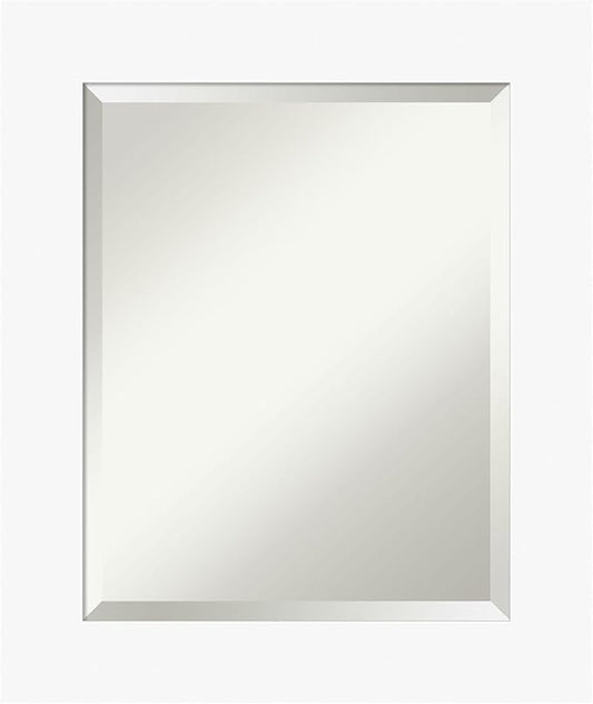 Amanti Art White Bathroom Mirror for Over Sink, 26x22 Basic White Rectangle Vanity Mirror, Small Casual Wood Frame, Hangs Horizonally and Vertically, Bathroom Wall Decor, Beveled Edge from WI, USA