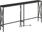 Masupu 63" Console Table with Power Outlet, Modern Narrow Long Sofa Table Behind Couch, Skinny Entry Table, Industrial Sofa Table with Metal Frame for Hallway, Living Room, Classic Black