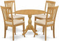 East West Furniture DMAV5-OAK-C 5 Piece Kitchen Table Set for 4 Includes a Round Dining Table with Dropleaf and 4 Linen Fabric Dining Room Chairs, 42x42 Inch, Oak